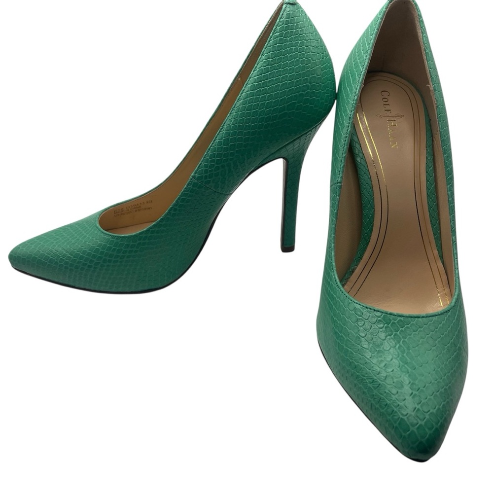Cole Haan Nike Air Mint Green Snakeskin Embossed Leather High-Heel Pumps 8B Y2K
